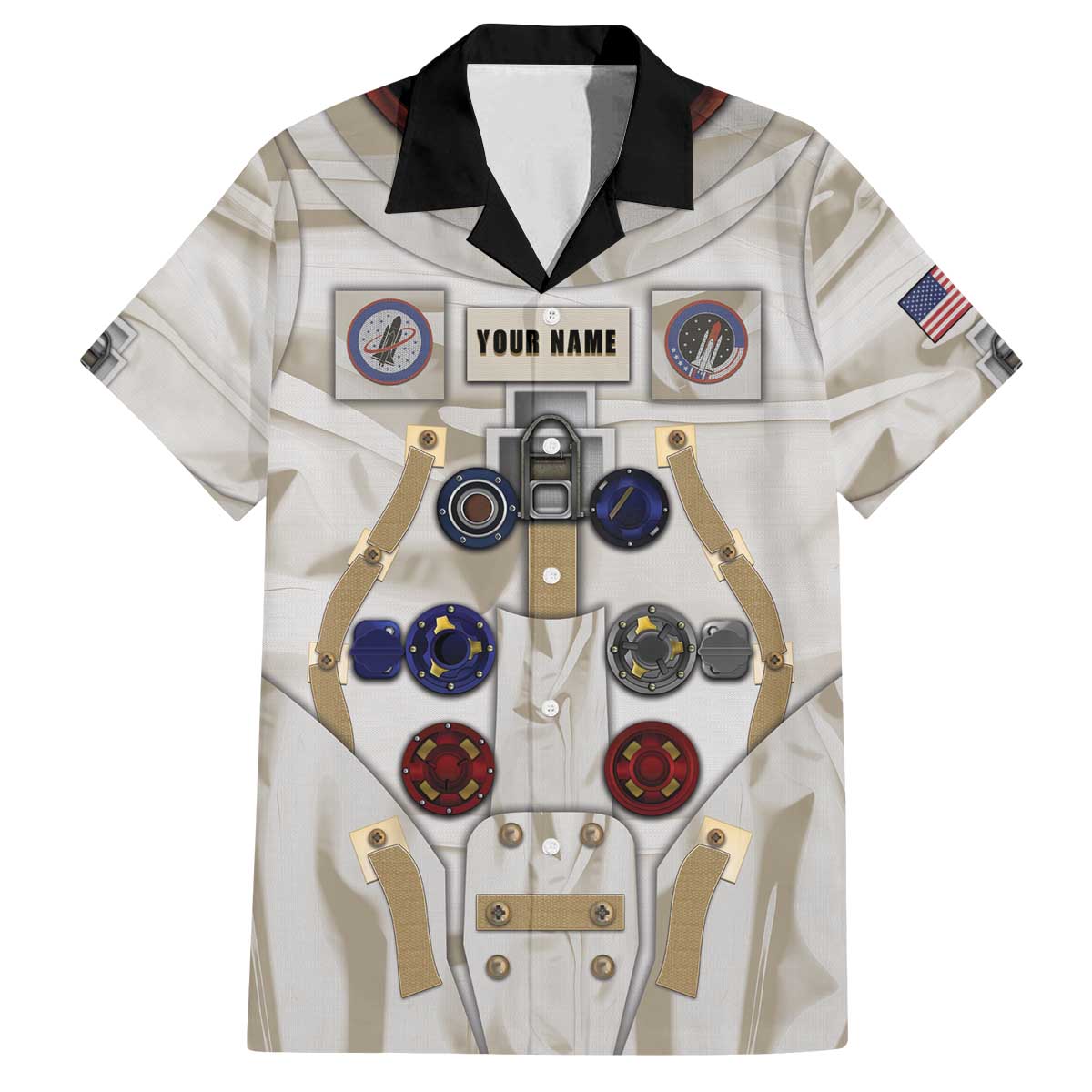 Personalized Astronaut Family Matching Off The Shoulder Long Sleeve Dress and Hawaiian Shirt Space Explorer - Wonder Print Shop