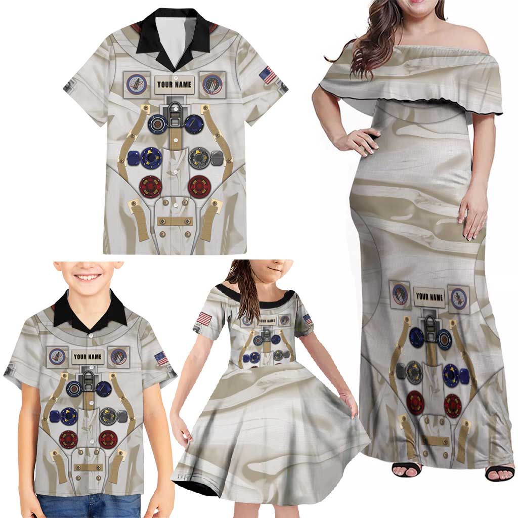 Personalized Astronaut Family Matching Off Shoulder Maxi Dress and Hawaiian Shirt Space Explorer - Wonder Print Shop