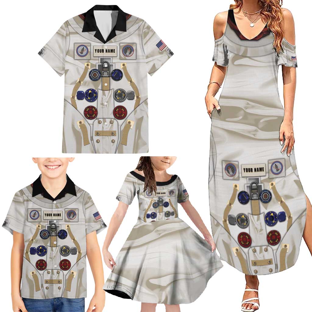 Personalized Astronaut Family Matching Summer Maxi Dress and Hawaiian Shirt Space Explorer - Wonder Print Shop