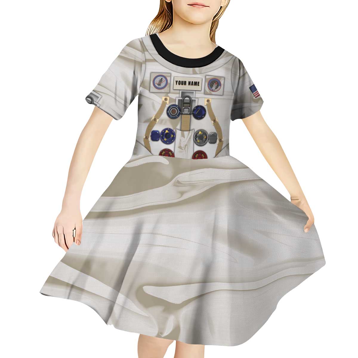 Personalized Astronaut Kid Short Sleeve Dress Space Explorer - Wonder Print Shop
