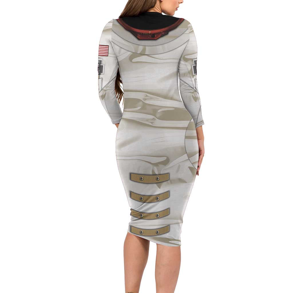 Personalized Astronaut Long Sleeve Bodycon Dress Space Explorer - Wonder Print Shop
