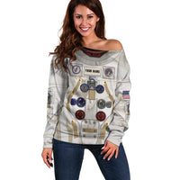 Personalized Astronaut Off Shoulder Sweater Space Explorer - Wonder Print Shop