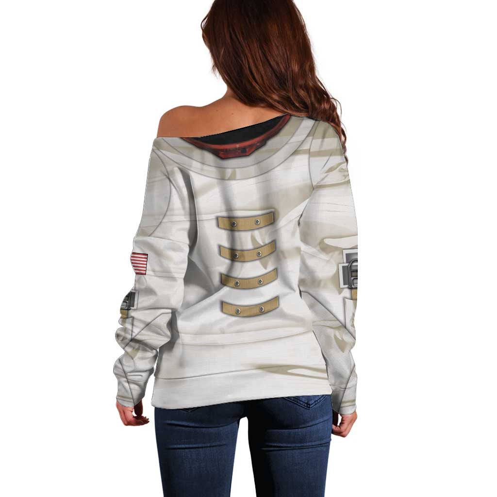 Personalized Astronaut Off Shoulder Sweater Space Explorer - Wonder Print Shop