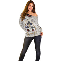 Personalized Astronaut Off Shoulder Sweater Space Explorer - Wonder Print Shop