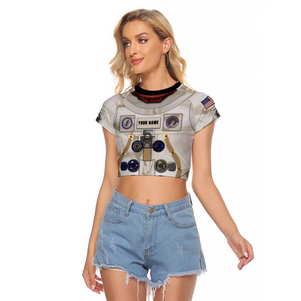 Personalized Astronaut Raglan Cropped T Shirt Space Explorer - Wonder Print Shop