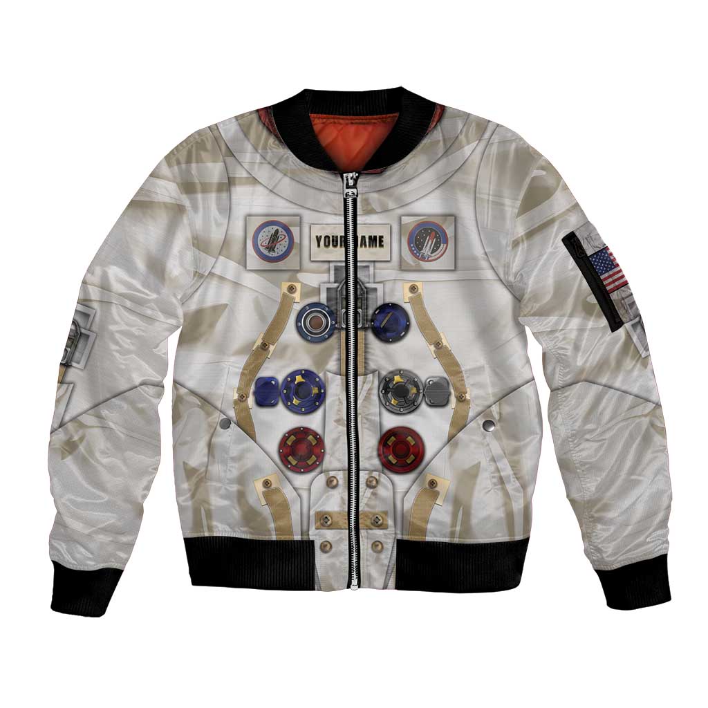 Personalized Astronaut Sleeve Zip Bomber Jacket Space Explorer - Wonder Print Shop