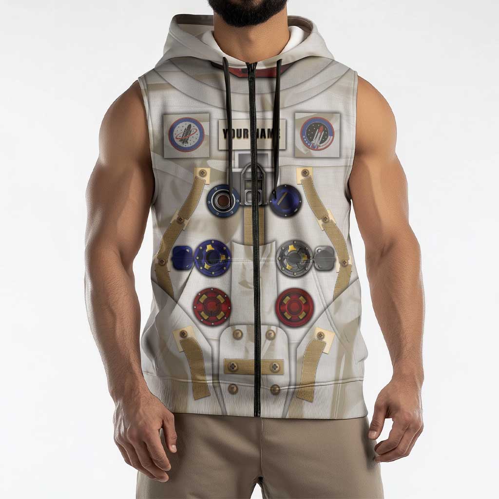 Personalized Astronaut Sleeveless Zip Hoodie Space Explorer - Wonder Print Shop