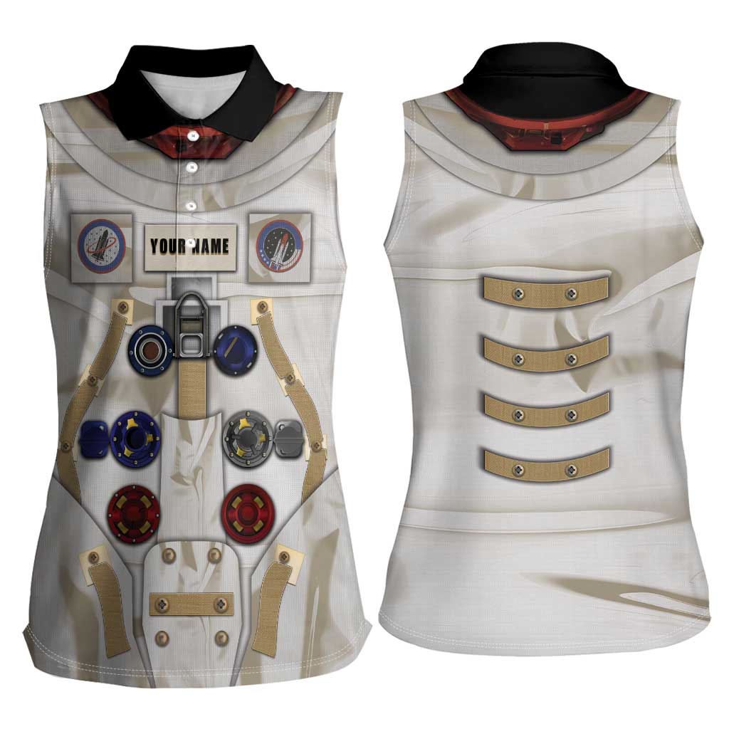 Personalized Astronaut Women Sleeveless Polo Shirt Space Explorer - Wonder Print Shop