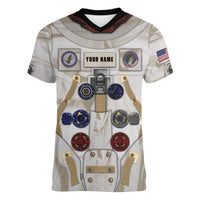 Personalized Astronaut Women V-Neck T-Shirt Space Explorer - Wonder Print Shop