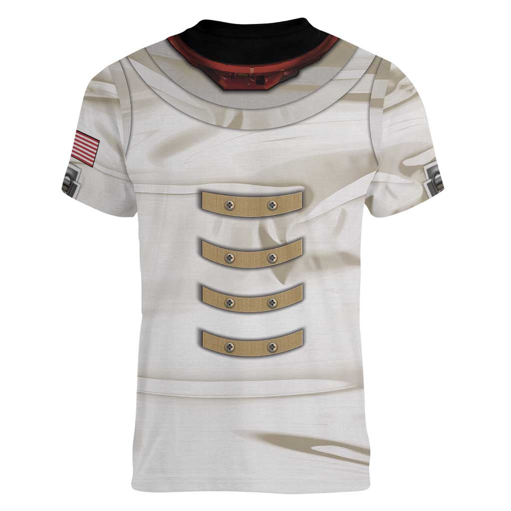 Personalized Astronaut Women V-Neck T-Shirt Space Explorer - Wonder Print Shop