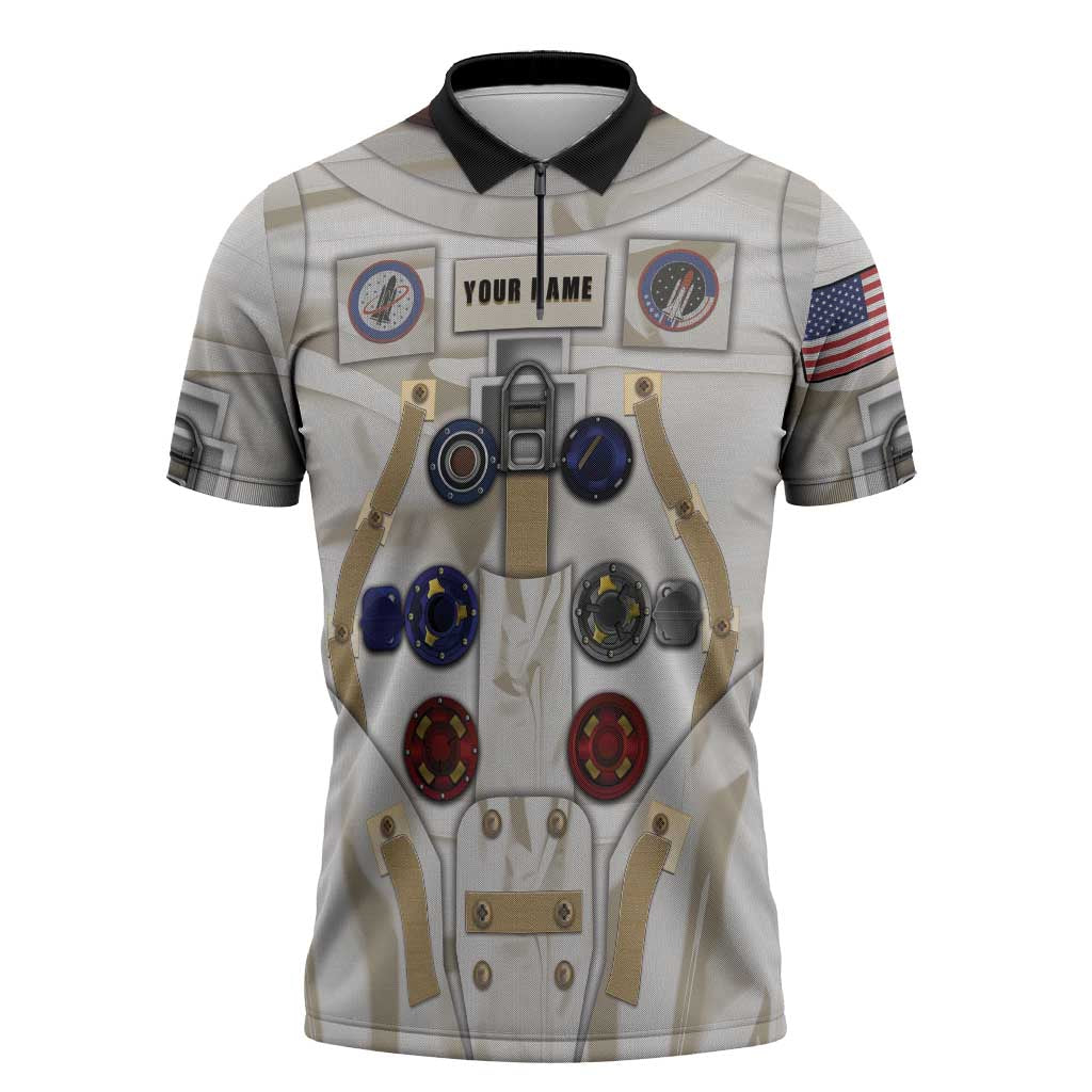 Personalized Astronaut Zipper Polo Shirt Space Explorer - Wonder Print Shop