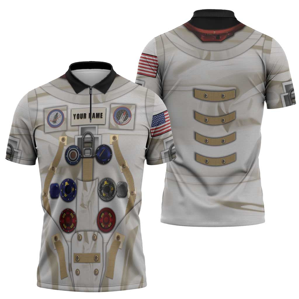 Personalized Astronaut Zipper Polo Shirt Space Explorer - Wonder Print Shop