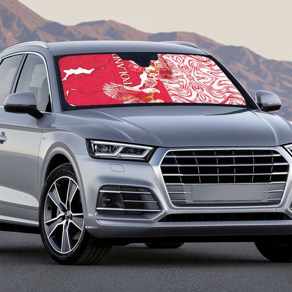 Poland Auto Sun Shade Two White Eagles Fighting - Wonder Print Shop