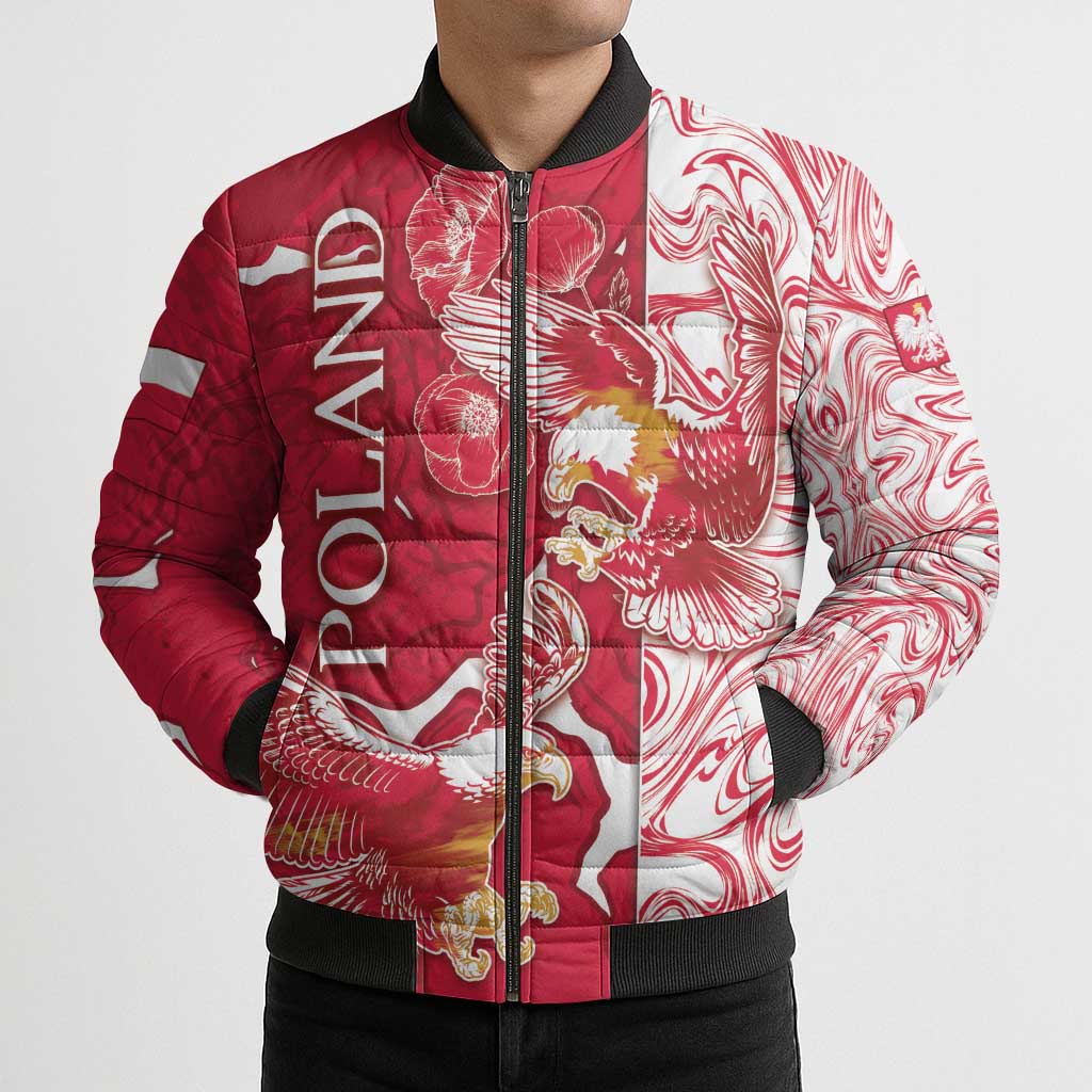 Personalized Poland Bomber Puffer Jacket Two White Eagles Fighting - Wonder Print Shop