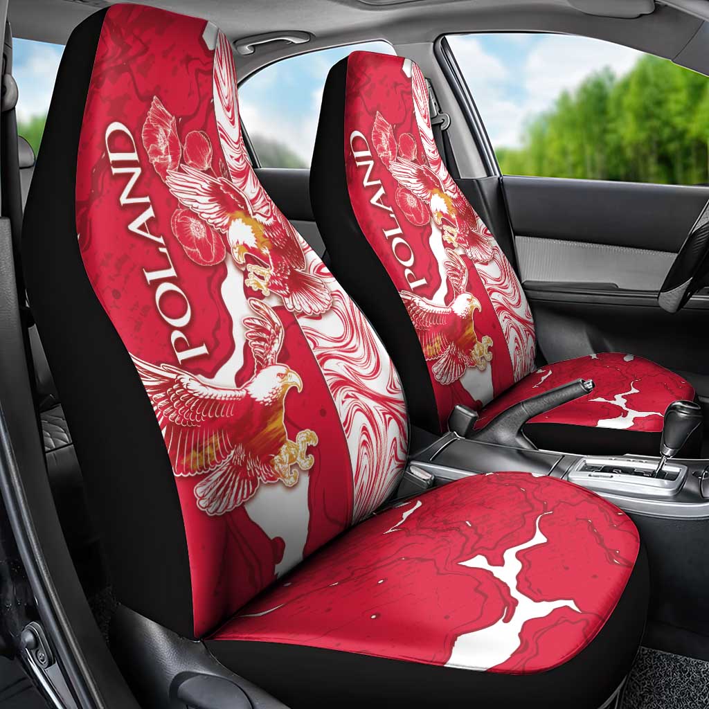 Poland Car Seat Cover Two White Eagles Fighting - Wonder Print Shop