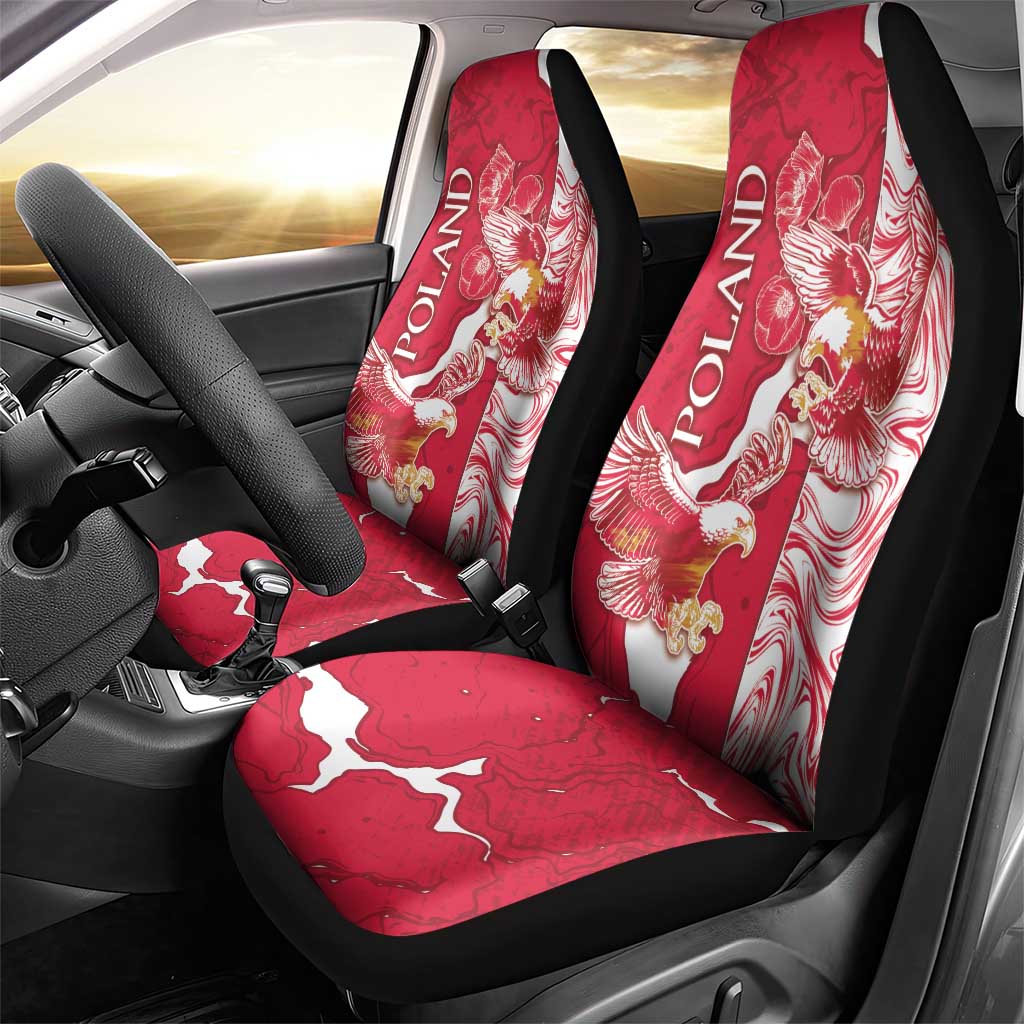 Poland Car Seat Cover Two White Eagles Fighting - Wonder Print Shop