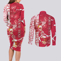 Personalized Poland Couples Matching Long Sleeve Bodycon Dress and Long Sleeve Button Shirt Two White Eagles Fighting - Wonder Print Shop