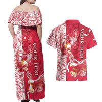 Personalized Poland Couples Matching Off Shoulder Maxi Dress and Hawaiian Shirt Two White Eagles Fighting - Wonder Print Shop