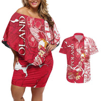 Personalized Poland Couples Matching Off Shoulder Short Dress and Hawaiian Shirt Two White Eagles Fighting - Wonder Print Shop