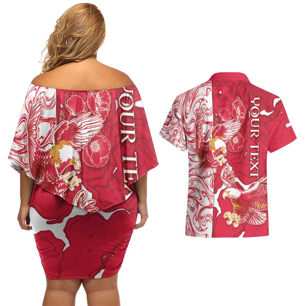 Personalized Poland Couples Matching Off Shoulder Short Dress and Hawaiian Shirt Two White Eagles Fighting - Wonder Print Shop