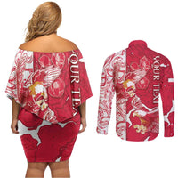 Personalized Poland Couples Matching Off Shoulder Short Dress and Long Sleeve Button Shirt Two White Eagles Fighting - Wonder Print Shop