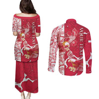 Personalized Poland Couples Matching Puletasi and Long Sleeve Button Shirt Two White Eagles Fighting - Wonder Print Shop