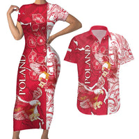 Personalized Poland Couples Matching Short Sleeve Bodycon Dress and Hawaiian Shirt Two White Eagles Fighting - Wonder Print Shop