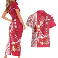 Personalized Poland Couples Matching Short Sleeve Bodycon Dress and Hawaiian Shirt Two White Eagles Fighting - Wonder Print Shop