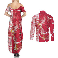 Personalized Poland Couples Matching Summer Maxi Dress and Long Sleeve Button Shirt Two White Eagles Fighting - Wonder Print Shop