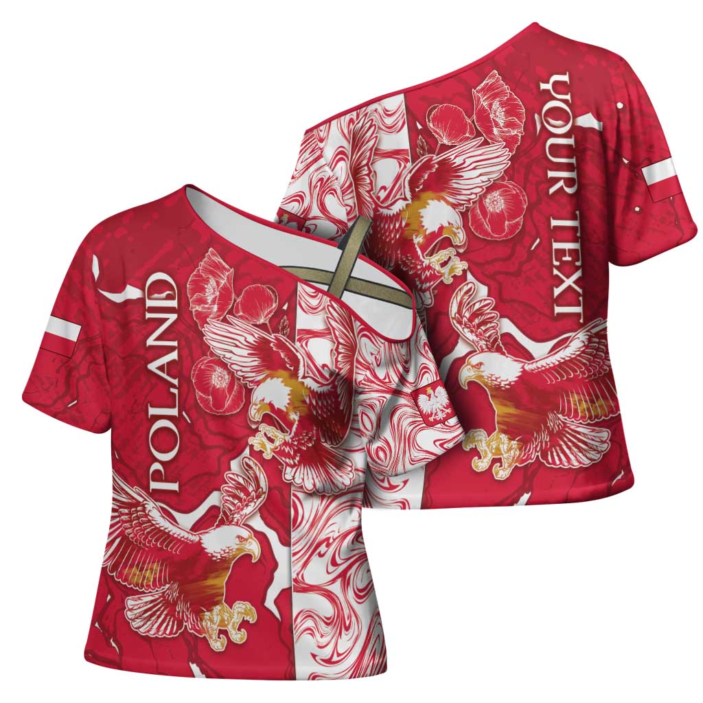 Personalized Poland Cross Shoulder Shirt Two White Eagles Fighting - Wonder Print Shop