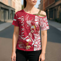 Personalized Poland Cross Shoulder Shirt Two White Eagles Fighting - Wonder Print Shop