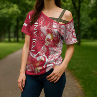 Personalized Poland Cross Shoulder Shirt Two White Eagles Fighting - Wonder Print Shop