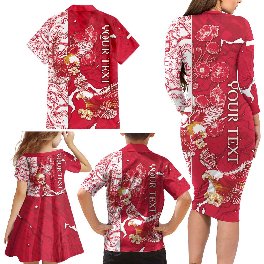 Personalized Poland Family Matching Long Sleeve Bodycon Dress and Hawaiian Shirt Two White Eagles Fighting - Wonder Print Shop