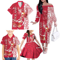 Personalized Poland Family Matching Off The Shoulder Long Sleeve Dress and Hawaiian Shirt Two White Eagles Fighting - Wonder Print Shop