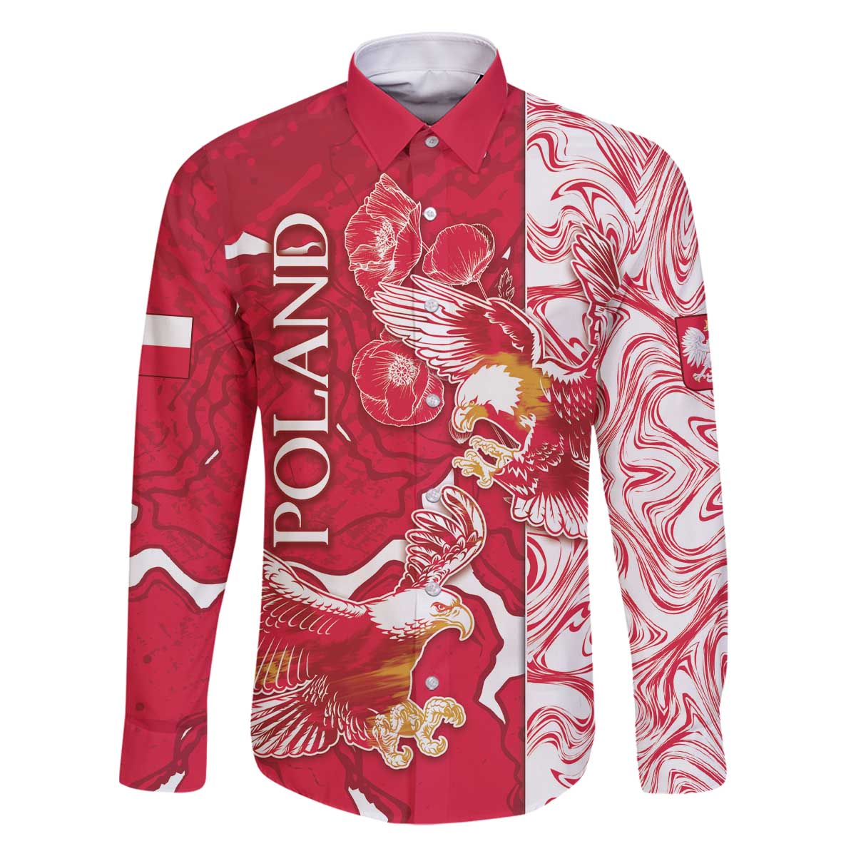 Personalized Poland Family Matching Off The Shoulder Long Sleeve Dress and Hawaiian Shirt Two White Eagles Fighting - Wonder Print Shop