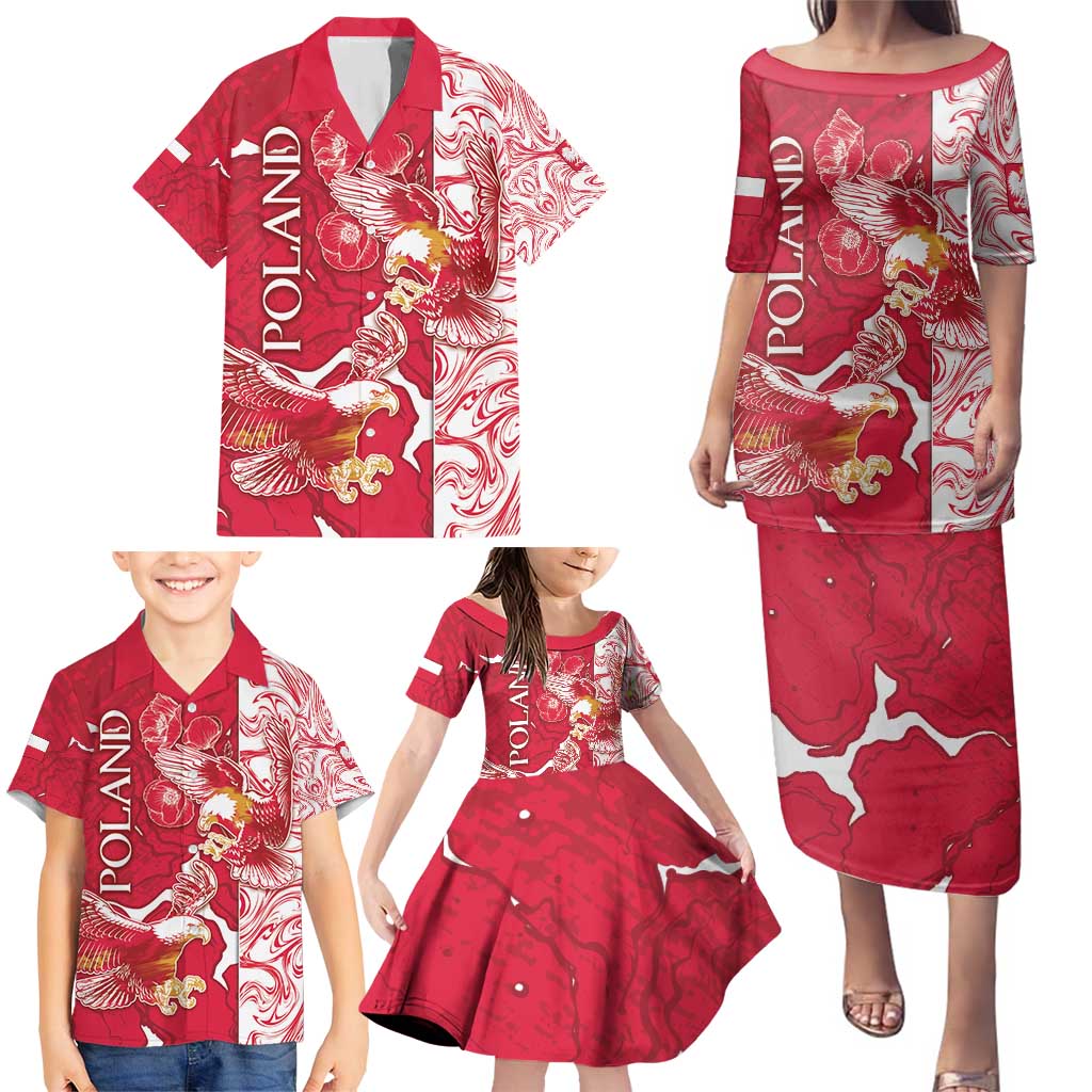 Personalized Poland Family Matching Puletasi and Hawaiian Shirt Two White Eagles Fighting - Wonder Print Shop