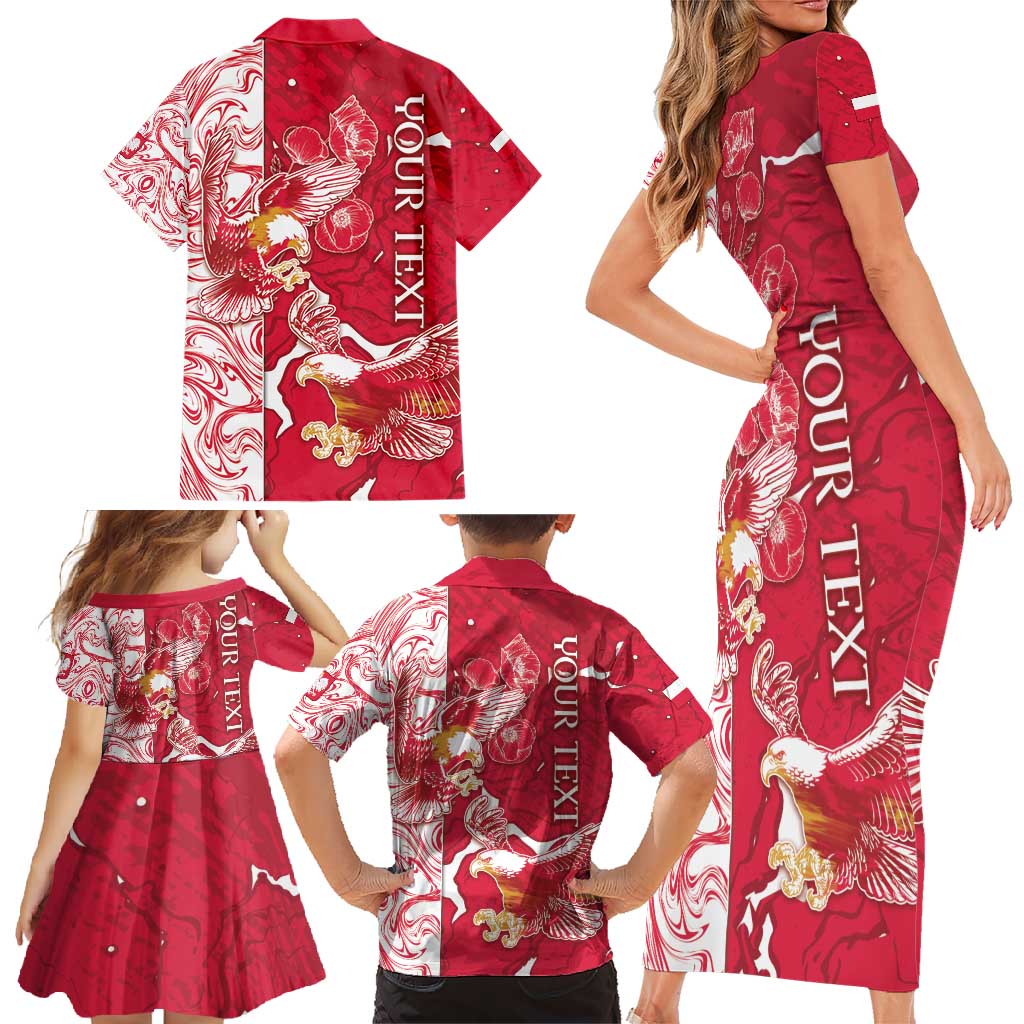 Personalized Poland Family Matching Short Sleeve Bodycon Dress and Hawaiian Shirt Two White Eagles Fighting - Wonder Print Shop