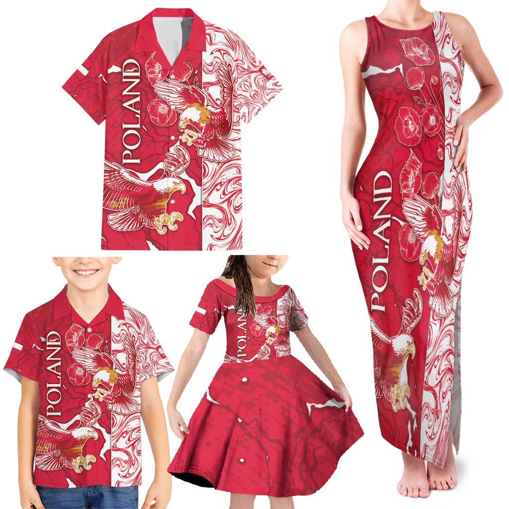 Personalized Poland Family Matching Tank Maxi Dress and Hawaiian Shirt Two White Eagles Fighting - Wonder Print Shop