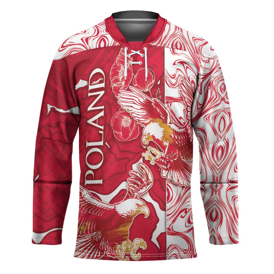 Personalized Poland Hockey Jersey Two White Eagles Fighting - Wonder Print Shop