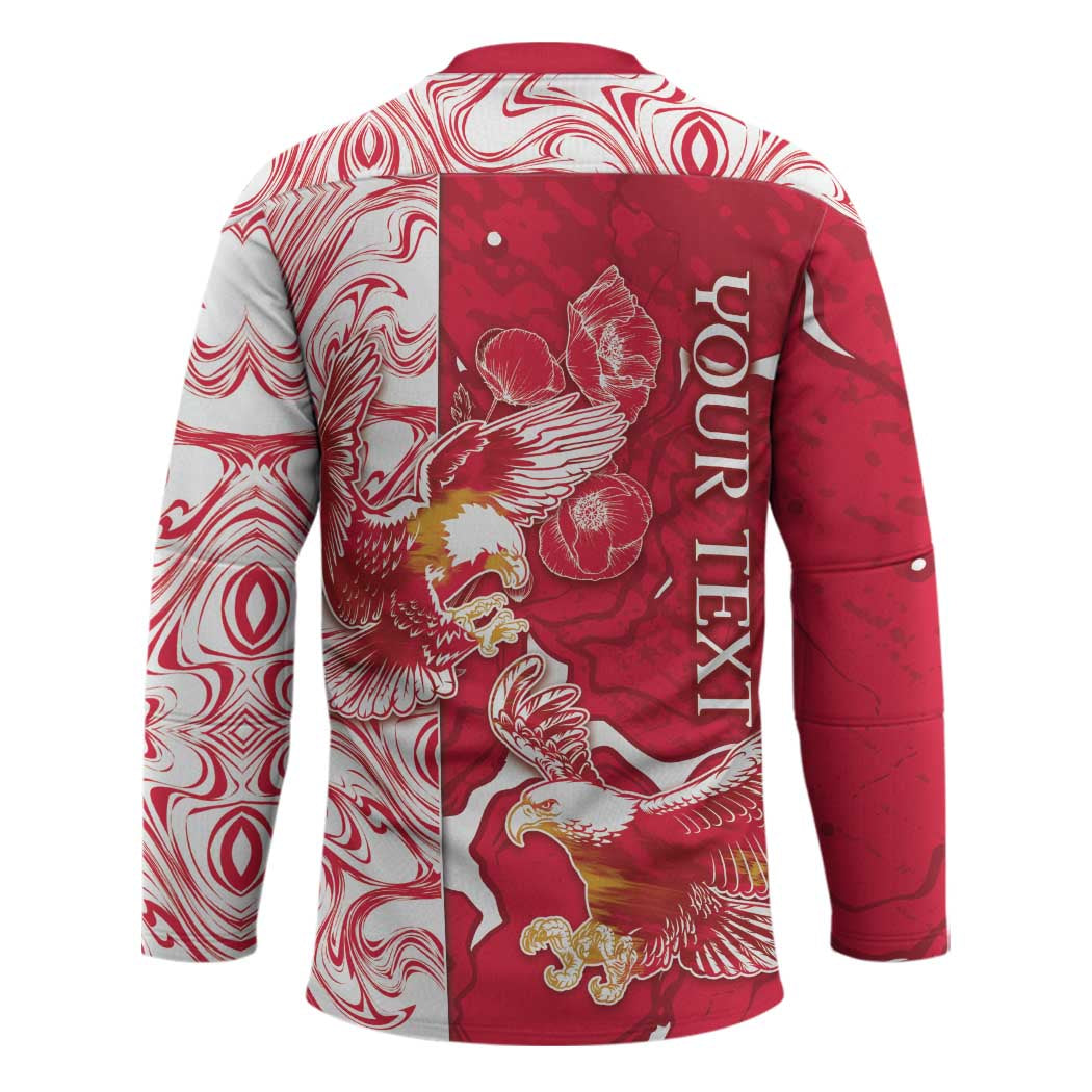 Personalized Poland Hockey Jersey Two White Eagles Fighting - Wonder Print Shop