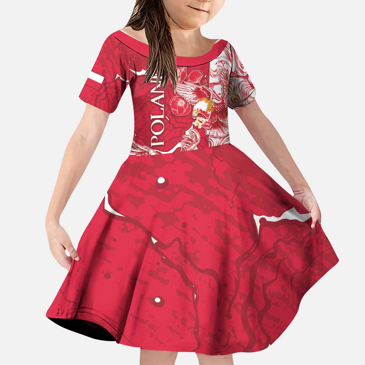 Personalized Poland Kid Short Sleeve Dress Two White Eagles Fighting - Wonder Print Shop
