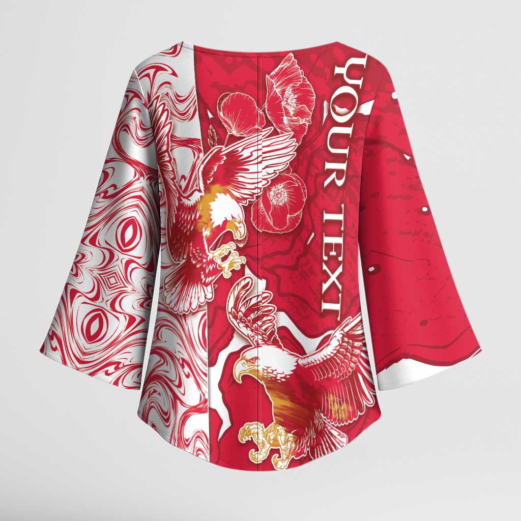 Personalized Poland Kimono Sleeve Blouse Two White Eagles Fighting - Wonder Print Shop