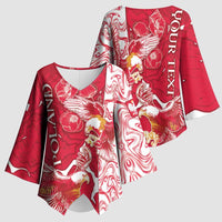 Personalized Poland Kimono Sleeve Blouse Two White Eagles Fighting - Wonder Print Shop