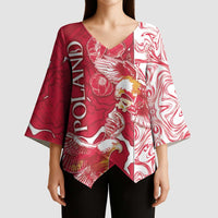 Personalized Poland Kimono Sleeve Blouse Two White Eagles Fighting - Wonder Print Shop