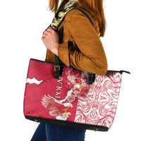 Poland Leather Tote Bag Two White Eagles Fighting - Wonder Print Shop