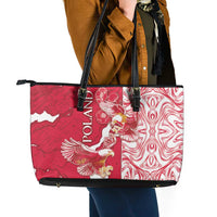 Poland Leather Tote Bag Two White Eagles Fighting - Wonder Print Shop