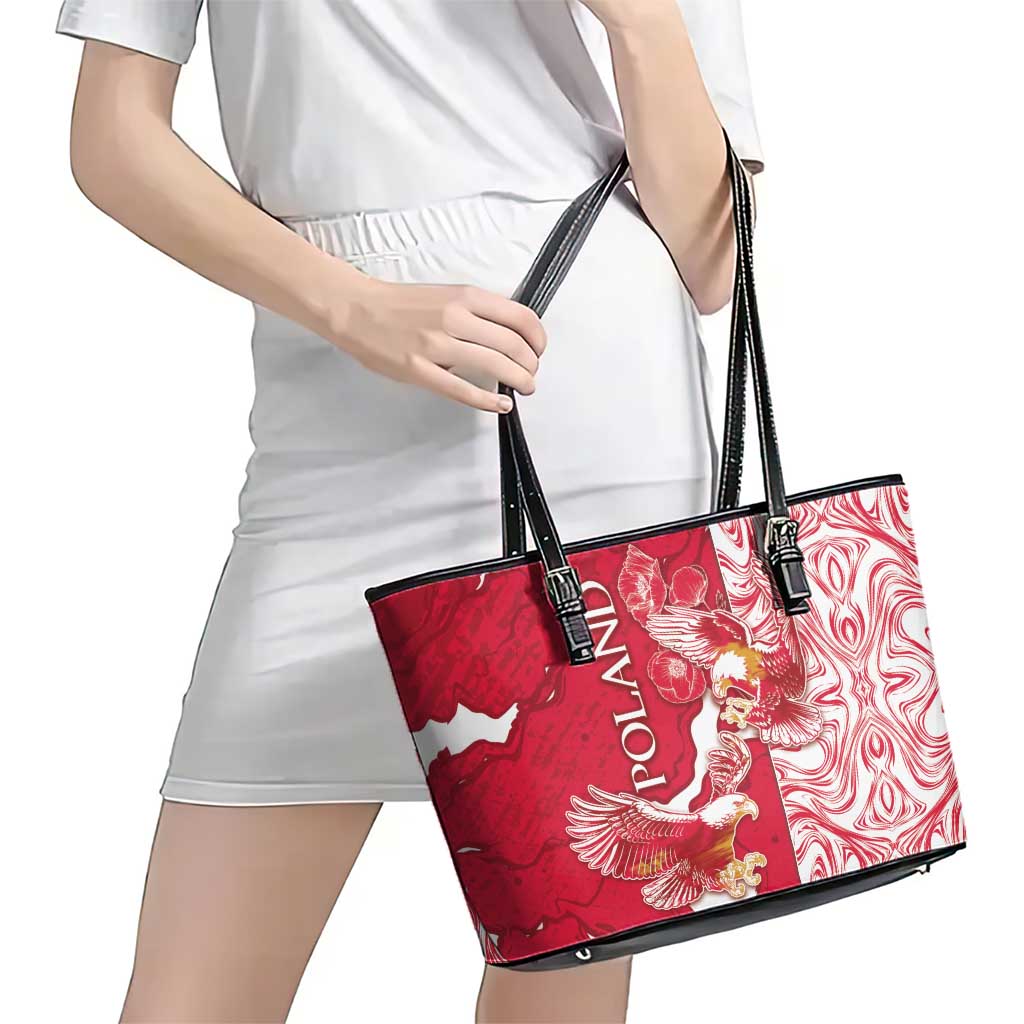 Poland Leather Tote Bag Two White Eagles Fighting - Wonder Print Shop