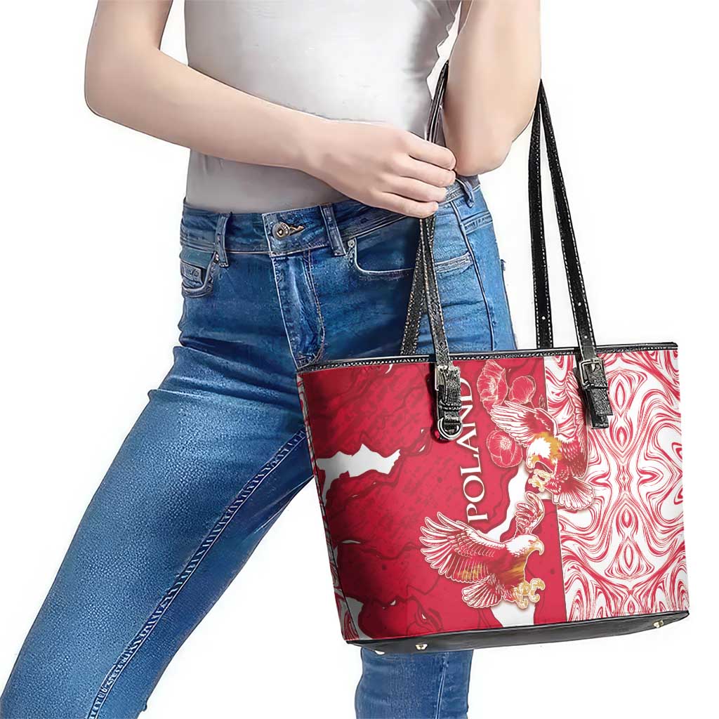Poland Leather Tote Bag Two White Eagles Fighting - Wonder Print Shop