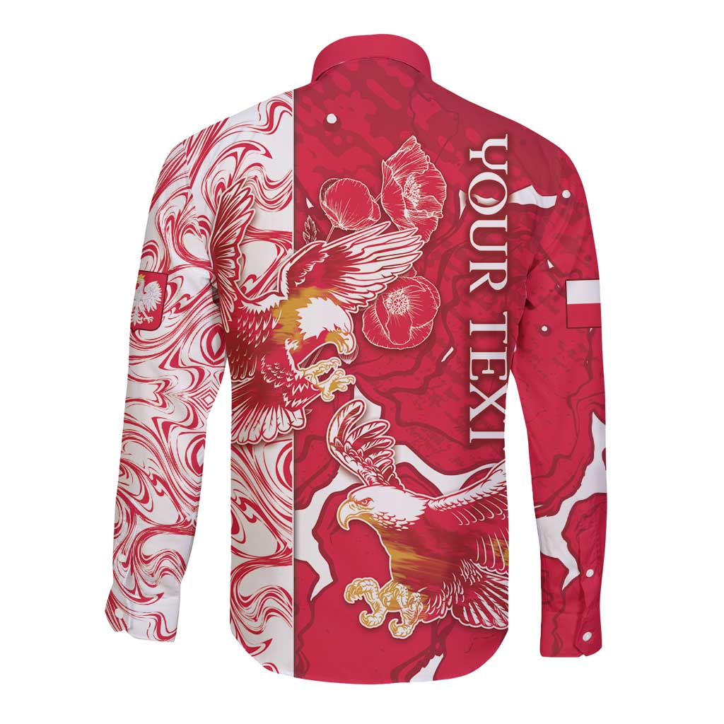 Personalized Poland Long Sleeve Button Shirt Two White Eagles Fighting - Wonder Print Shop