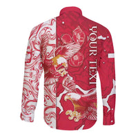 Personalized Poland Long Sleeve Button Shirt Two White Eagles Fighting - Wonder Print Shop